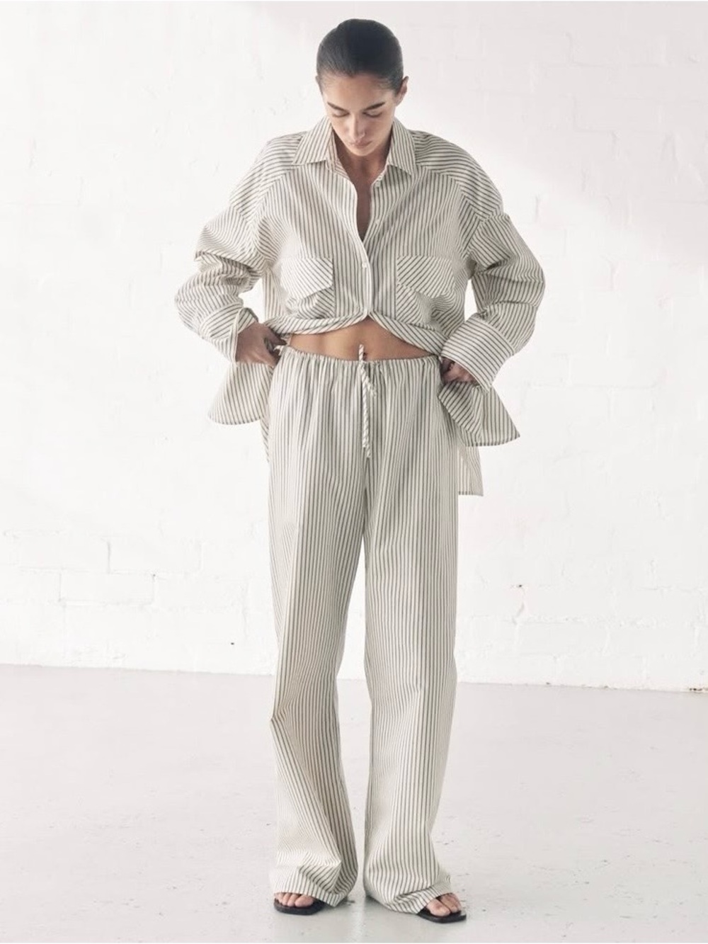 DISSH Stockholm Pants Black White Stripes Drawstring